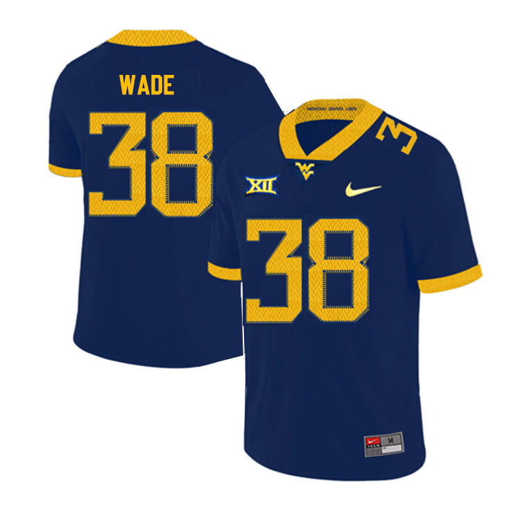 2019 Men #38 Devan Wade West Virginia Mountaineers College Football Jerseys Sale-Navy